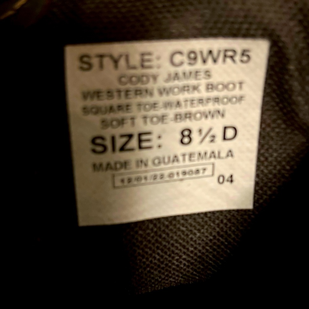 Worn once, Cody James western work boots